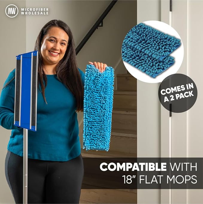 18" Mucho Mop Microfiber Mop System - Mops for Floor Cleaning - Hardwood Floor Mop for Tile, Laminate, Wood, Vinyl Floors | Washable Pads | Dry & Wet Mopping