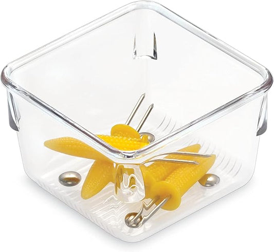 iDesign Linus Kitchen Drawer Organizer for Utensils, Tools, Gadgets - 3" x 3" x 2", Clear