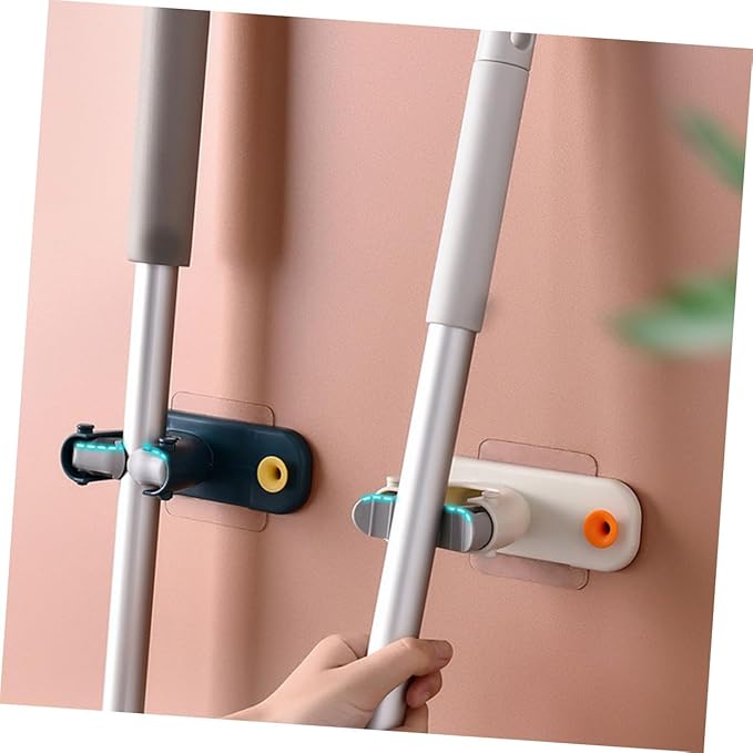 IMIKEYA 4pcs Toilet Bathroom Organizer Hook Rack Mop Broom Holder Wall-mounted Storage for Cleaning Tools