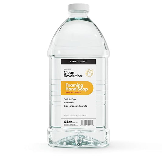 Clean Revolution Foaming Hand Soap Refill Supply Container. Ready to Use Formula. Dreamy Citrus Fragrance, 64 Fl Oz - Made in USA