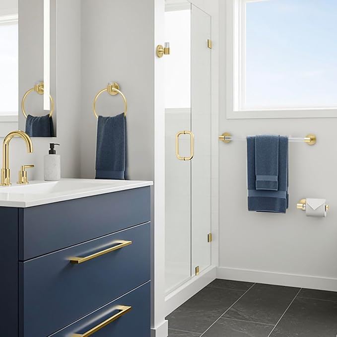Gatco Clarion 24" L Towel Bar, Crystal-Clear Acrylic Brushed Brass