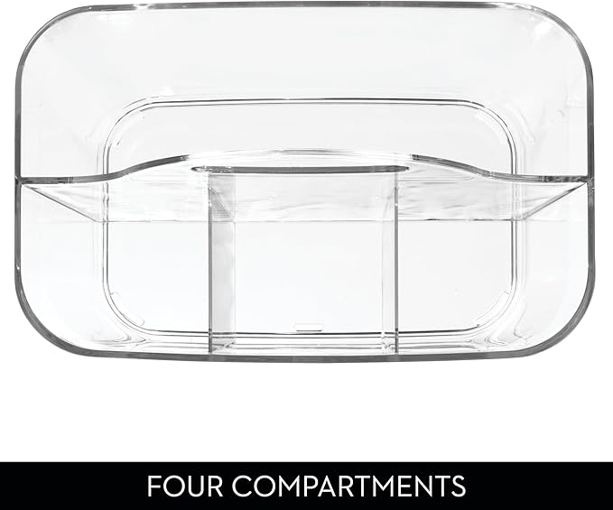 4-Section Storage Caddy with Handle - All-Purpose Storage Caddy Organizer - Set of 2 - Clear
