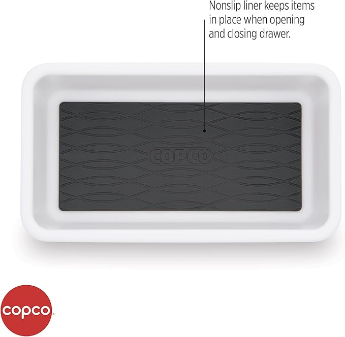 Copco Basics Drawer Organizer, 6.81 x 3.81 x 2.1-Inches, White/Charcoal Gray