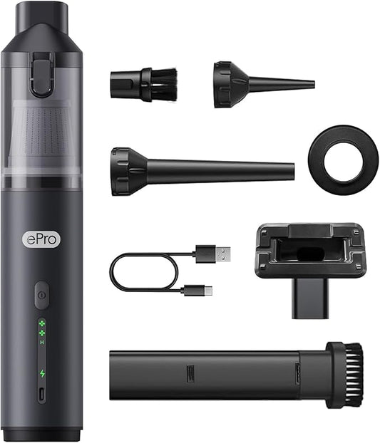 EV1396 Cordless Handheld Vacuum Cleaner - 100W 16000Pa Powerful Suction, 14-24min Runtime, Multi-Nozzles & Floor Brush for Home, Car & Narrow Spaces