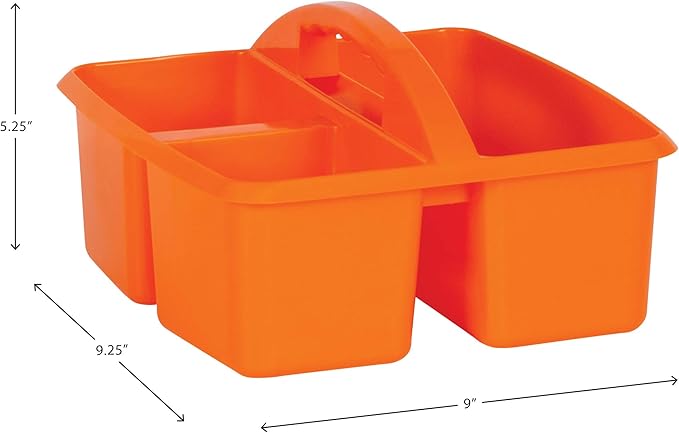 Teacher Created Resources Assorted Bright Colors Portable Plastic Storage Caddy 6-Pack for Classrooms, Kids Room, and Office Organization, (Lime, Orange, Pink, Purple, Teal, and Yellow) 3 Compartment