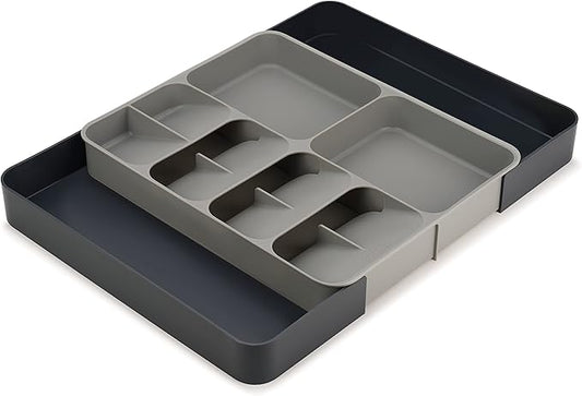 Joseph Joseph DrawerStore Expanding Flatware Cutlery, Utensil & Gadgets Organiser, Expandable in Drawer Space Saving Tray- Grey