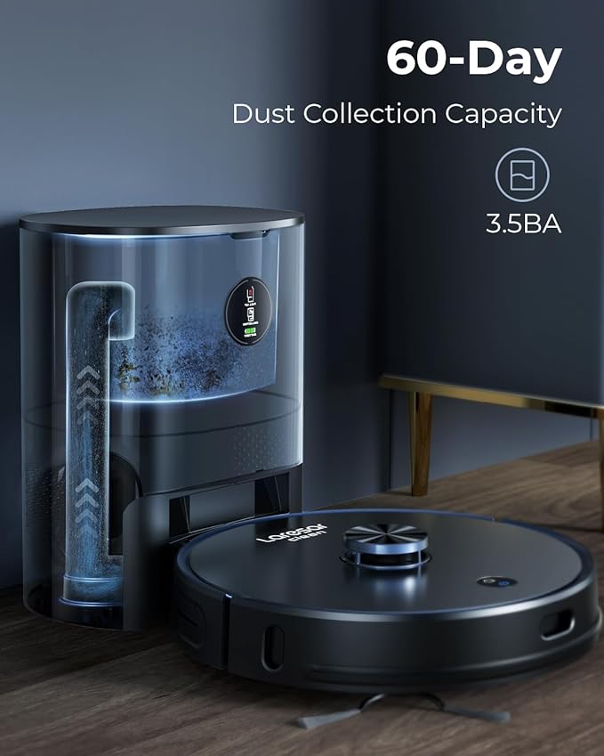 Robot Vacuum and Mop Combo, 3500Pa Robotic Vacuum with 3.5L Self Emptying Station, 250 mins Runtime, LIDAR Navigation, WiFi/APP/Alexa Control, Ideal for Pet Hair, Carpet and Hard Floor