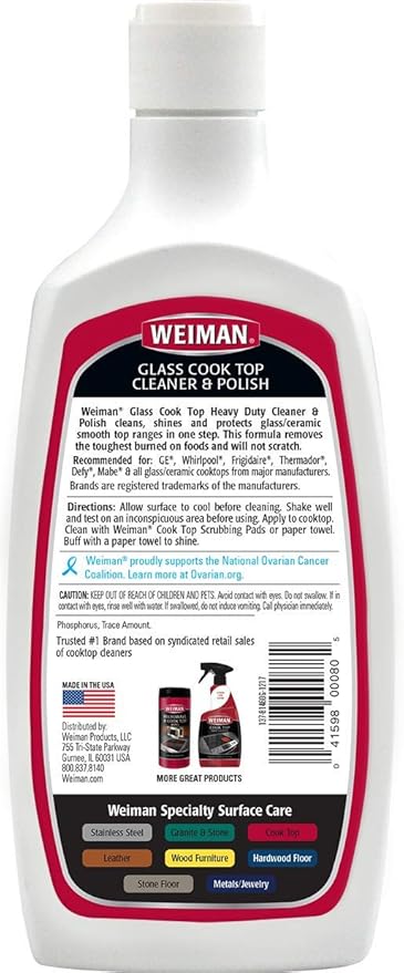 Weiman Stainless Steel Cleaner & Cooktop Heavy Duty Polish - Powerful Appliance Kitchen Cleaning Kit