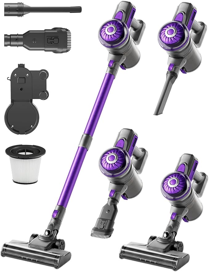 Cordless Vacuum Cleaner, Lightweight 2-in-1 Stick & Handheld Vacuum for Apartment, Pet Hair & Car Cleaning
