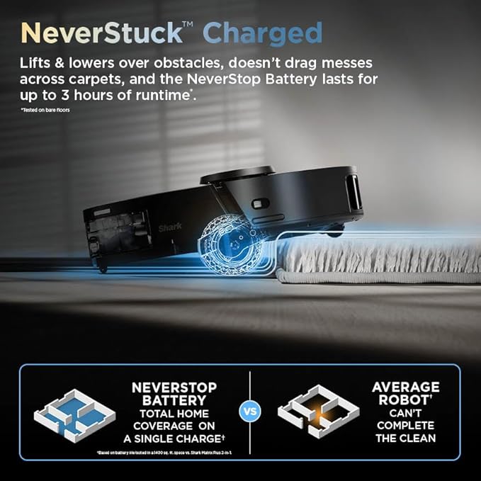 Shark Robot Vacuum & Mop Combo, PowerDetect ThermaCharged NeverTouch Pro, Self-Emptying, Self-Refill with Heated Mop Cleaning, 60-Day Capacity,30-Day Tank, 6 Power Detect Technologies, Black, RV2920XE