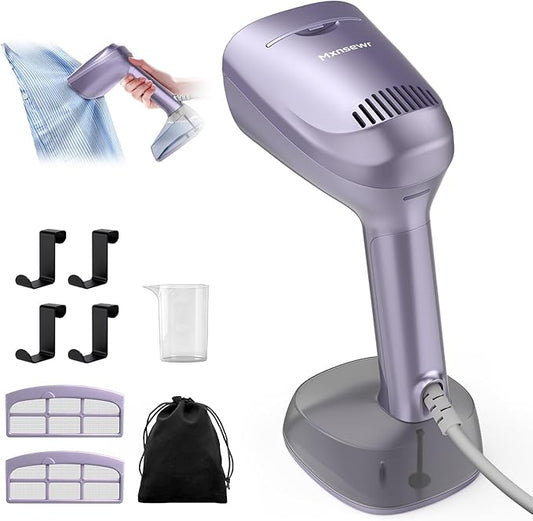 Vacuum Steamer for Clothes, Handheld Travel Garment Steamer with 3500Pa Suction and 400ml Big Capacity, 2-in-1 Steamer ＆ Iron with Large Ceramic Heat Panel, 110v-120v