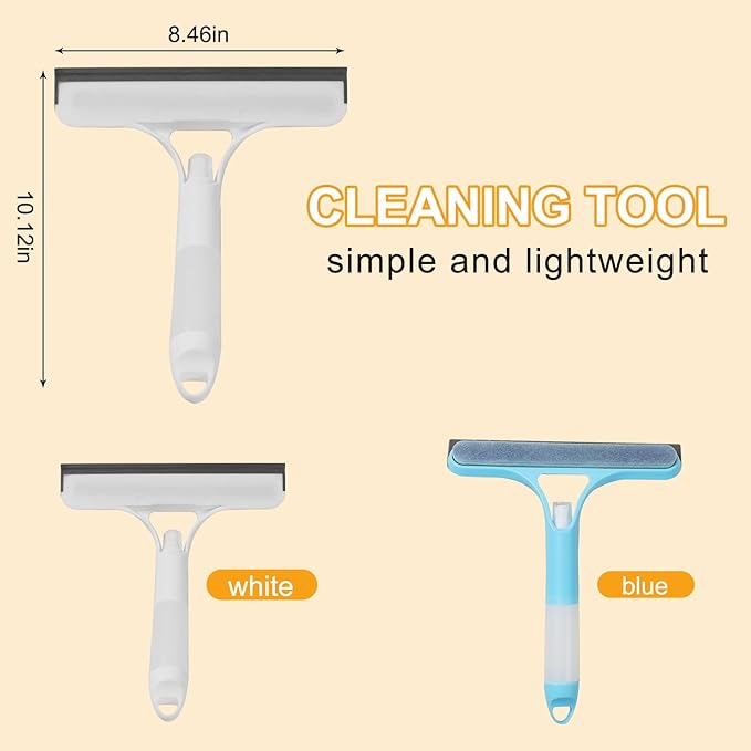 3 in 1 Window Cleaning Scraper with 2 Replaceable Cleaning Cotton Strips, 3 in 1 Spray Squeegee, Window Squeegee, Suitable for Cleaning Bathroom Glass, Mirrors, Car Windows (Blue)