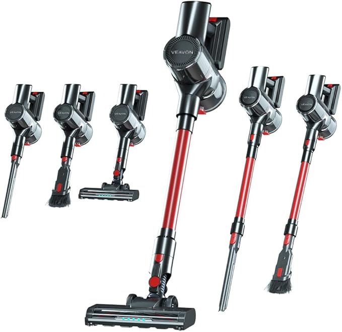 Cordless Vacuum Cleaner for Home, 6-in-1 Lightweight 45KPa Powerful Suction of 45-Min Runtime, Upgrated Green Light Dust Detection for Hard Floors/Carpets/Pet Hair