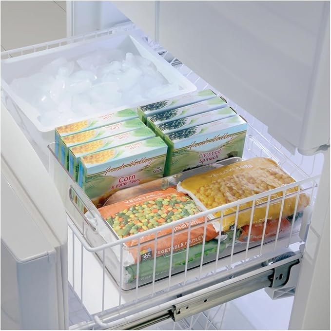 iDesign Divided Storage Bin with Handle for Pantry, Fridge, or Freezer, Clear, Made in USA