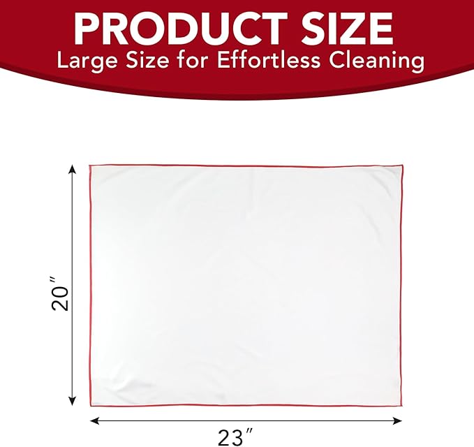 Wine Glass Polishing Cloths Large Glass Cleaning Cloth, Streak Free, Lint Free Microfiber Cleaning Cloth for Glasses, Stemware, Sunglasses, Camera Lens, 20 Inch X 23 Inch (4 Pack White | Gray)