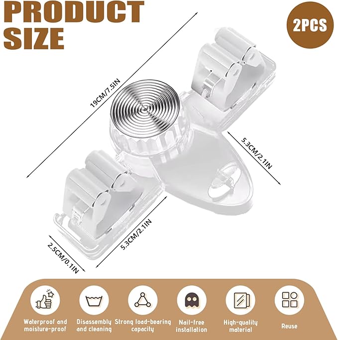 2PCS Suction Cup Broom Holder Wall Mount, No Drill Mop and Broom Organizer with Retractable Towel Rack, Transparent Bathroom Storage, ClearHome Decor