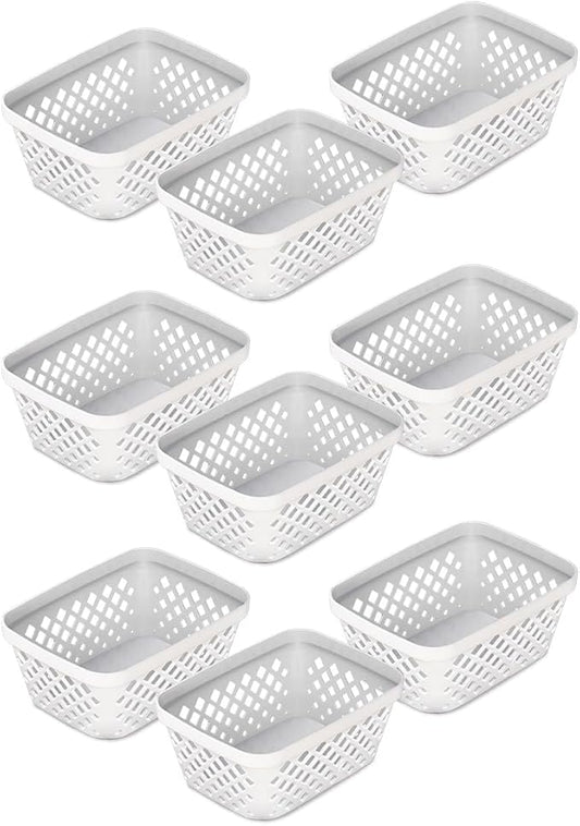 Glad Plastic Storage Basket Set - Multipurpose Drawer Trays, Kitchen Pantry Containers, and Bathroom Bins - 9 Pack Small Organizers, White, 6.25"L x 4.6"W x 2.7"H