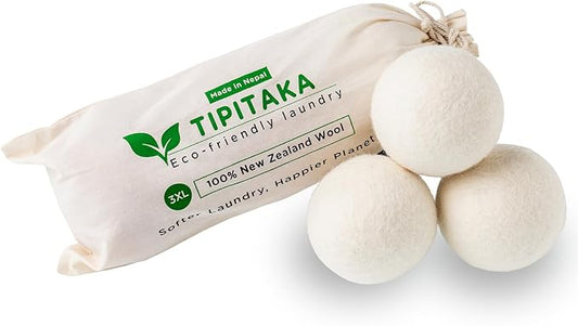 Laundry Wool Dryer Balls | Natural Fabric Softener – Reusable, Eco-Friendly, Reduces Drying Time – Wool Balls Replaces Dryer Sheets - 3 XL Pack - Laundry Balls for Dryer (3 Pack)