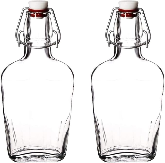 Bormioli Rocco Fiaschetta Glass 8.5 Ounce Pocket Flask, Set of 2