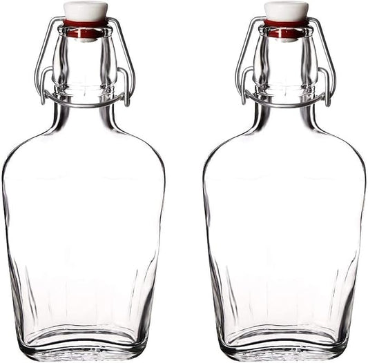 Bormioli Rocco Fiaschetta Glass 8.5 Ounce Pocket Flask, Set of 2