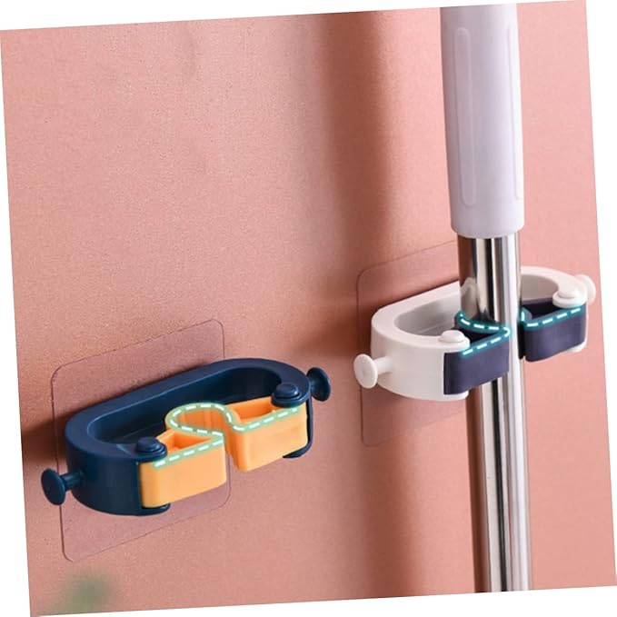 PRETYZOOM 2pcs Wall Mounted Mop Hanger Broom Organizer Bathroom Accessories Holder for Cleaning Tools Space-saving Design