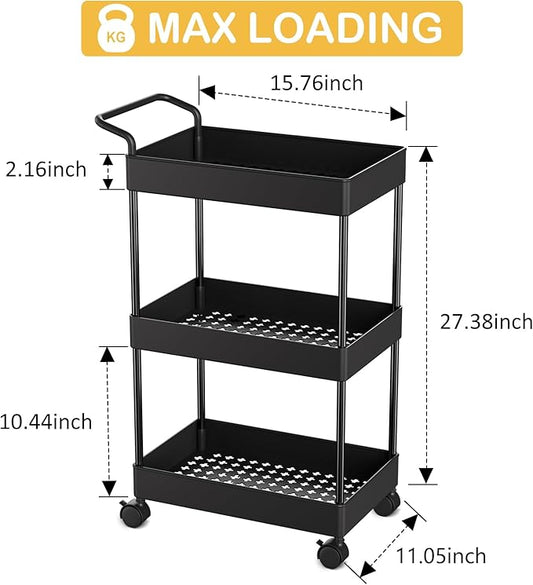 Diaper Caddy - Plastic Diaper Organizer for Nursery Essentials, Baby Organizers and Storage, Movable Cart for Changing Table & Crib, Baby Registry Search, Black
