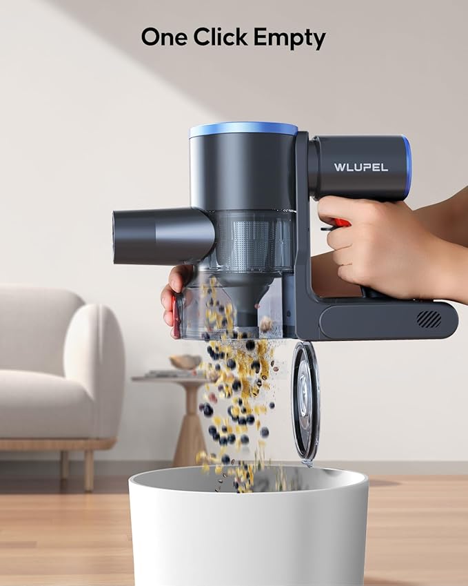 WLUPEL Cordless Vacuum Cleaner,30KPA 400W Stick Vacuum with Max to 45 Mins Runtime Battery,80000RMP Powerful Motor Handheld Vacuum for Hard Floor/Carpet/Pet Hair/Car