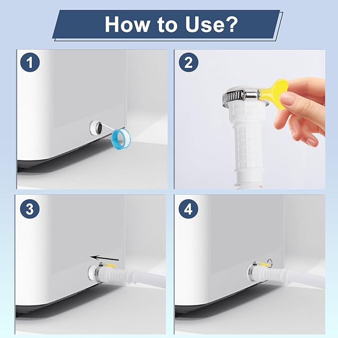 Universal Dehumidifier Drain Hose 13 Feet Air Conditioner Hose with Cut-Table Rubber Adapter Connect Clamp and Teflon Tape, Drain Pipe for Dehumidifiers, Air Conditioners