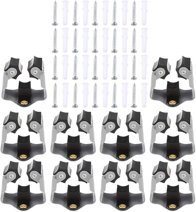 Broom Holder Wall Mount 10 Pack Heavy Duty Metal Mop Broomstick Shovel Handle Hanging Clips Clamp Organizer Hanger Rack Gripper Black
