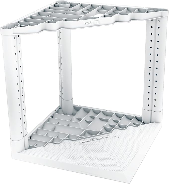 PeerBasics Corner Storage Rack, Home Tool Storage Organization, Up to 35 Tools like Mops Brooms Towels Dust Pan Squeegee, House Closet Garage Garden Yard Plus Pegboard, Polypropylene, Off White