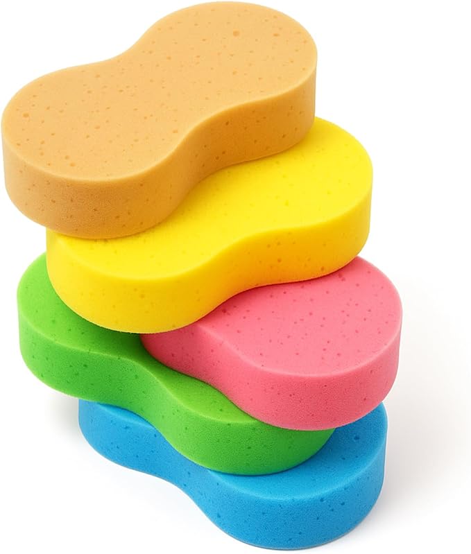 5 Pack Large Car Wash Sponges Non-Scratch Sponges for Auto, Truck, RV, Boat Cleaning Thick Foam for Kitchen, Bathroom, Household (Large)