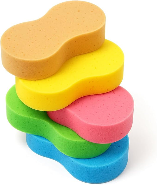 5 Pack Large Car Wash Sponges Non-Scratch Sponges for Auto, Truck, RV, Boat Cleaning Thick Foam for Kitchen, Bathroom, Household (Large)