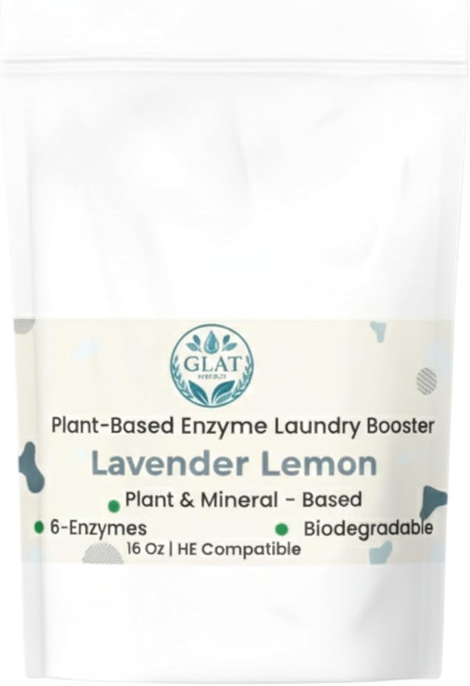 Enzyme Laundry Booster Powder - Lavender Lemon | Plant-Based, 6-Enzyme Blend for Maximum Stain & Odor Removal | Biodegradable, Boosts Detergent in All Temperature, HE Compatible, 16 Oz