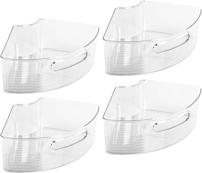 iDesign Plastic Lazy Susan Cabinet Storage Bin, 1/4 Wedge Container for Kitchen, Pantry, Counter, BPA-Free, 12.75" x 7.5" x 4.25", Set of 4, Clear