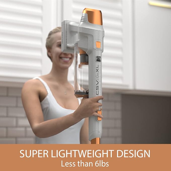 Kenmore DS4030.01 CSV Upgrade Cordless Stick Vacuum with EasyReach Wand, HEPA Filter & LED Headlight, Converts to Lightweight Handheld for Hardwood Floors, Carpet & Pet Hair, Orange
