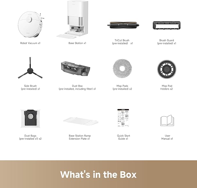 DREAME D30 Ultra Robot Vacuum and Mop, 25,000Pa Powerful Suction, All-in-One Base Station with 100 Days Auto-Empty, MopExtend Tech for Edge Cleaning, Smart Obstacle Avoidance, White