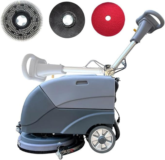 (EM-25) 15'' Brush Foldable Walk Behind Hand Push Floor Scrubber Machine,