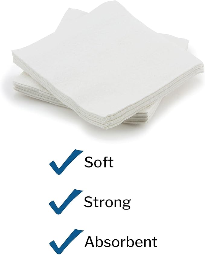 McKesson Disposable Washcloths, Soft, Absorbent and Strong, 13 in x 13 in, 50 Count, 16 Packs, 800 Total