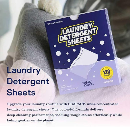 Laundry Detergent Sheets Up to 120 Loads, Gentle for Skin, Lavender Scent, Plastic Free, Stain-Fighting Enzymes, Soap Sheets, No Waste, Quick Dissolve, Easy to storm, Dorm Travel essentials, 60 Ct