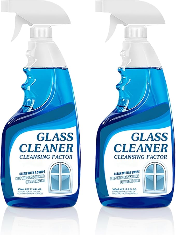 Glass Cleaner Spray, Streak-Free Shine Glass Cleaner, Window Cleaner Spray, Makes Glass Shining and Stunning, for Windows, Mirrors, Indoor and outdoor glass surfaces (2 PCS)