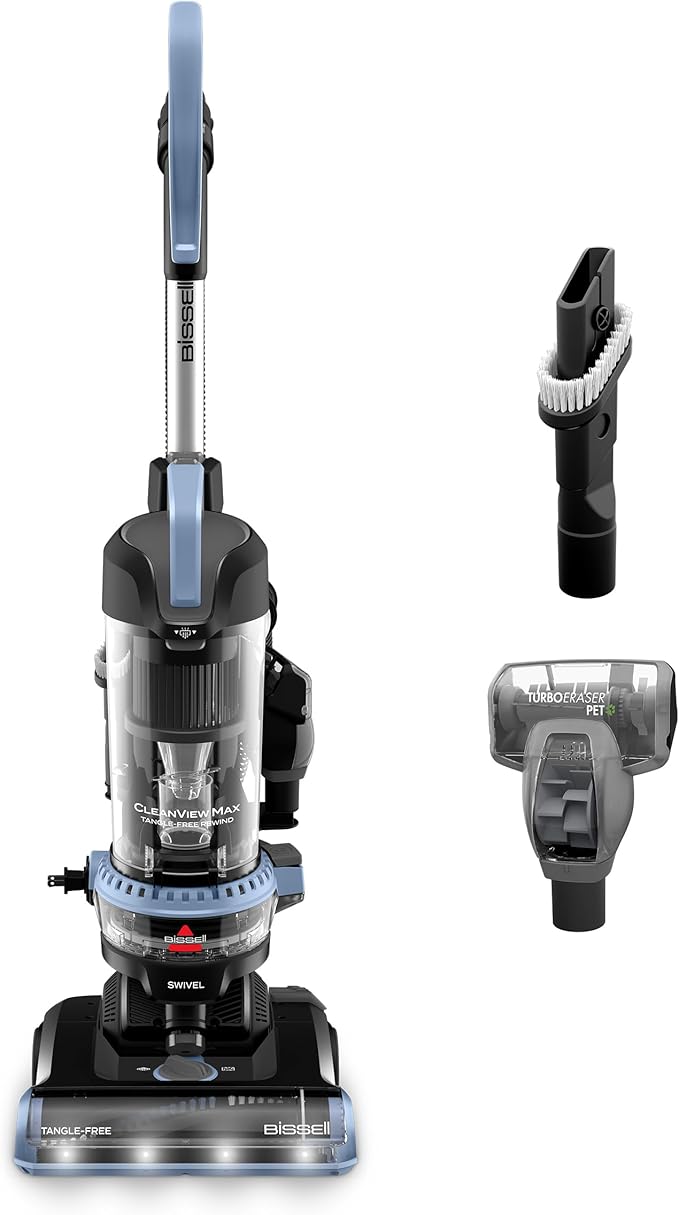 Bissell CleanView Max Tangle-Free Rewind Pet Hair Vacuum with LED Headlights, Tangle-Free Brush Roll, Automatic Cord Rewind, Included pet Tools, 4073L
