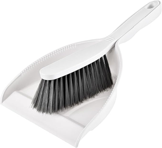 Small Hand Broom and Dustpan Set, Mini Dustpan and Brush Set, Handheld Dust Pan, White