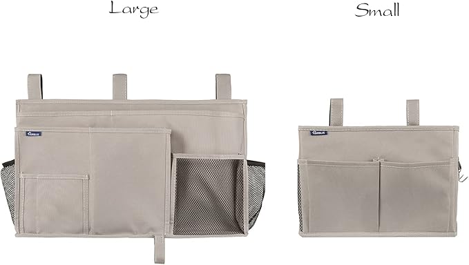 Surblue Bedside Caddy Hanging Bed Organizer Storage Bag Pocket for Bunk and Hospital Beds, College Dorm Rooms Baby Bed Rails,Camp 4 Pockets and 2 Hooks (Gray)