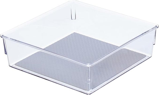 Glad Drawer Organizer Bin, 6x6 - Heavy Duty Clear Plastic Storage Tray for Junk Drawers, Kitchen Utensils, Bathroom Vanity, and Organizing Pantry - BPA Free, Food Safe, Non Slip