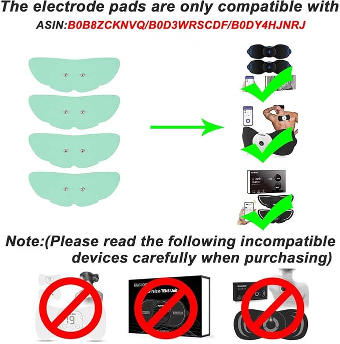 Tens Unit Wireless Electrode Pads 4 Pack, with Standard 3.5mm Snap-in Connector Tens Unit Replacement Pads, Reusable Self Adhesive Electrodes, Non-Irritating Design (Blue)