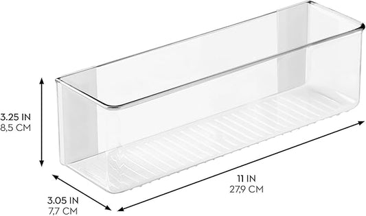 iDesign Adhesive Organizer Bin - Damage-Free Hanging for Kitchen, Bathroom, or Office - Set of 4 - Clear