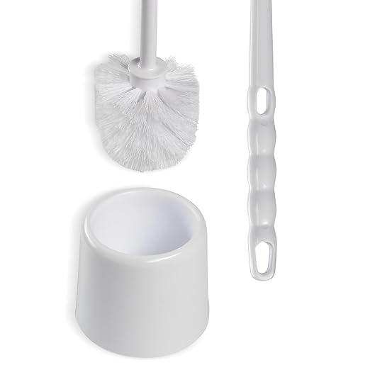 Sparta 16-Inch Durable Toilet Brush with Storage Holder, Bowl Brush with Caddy with Sturdy Polypropylene Bristles for Effective Cleaning, White Plastic Handle for Secure Grip, White (Pack of 24)