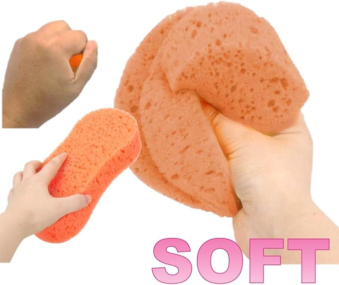 Ultimate Premium 5-Pack Coral Sponge Set - Extra Soft, Non-Scratch, Foaming & Large - Perfect for Car Washing, Household Cleaning and Fightingk (Orange)