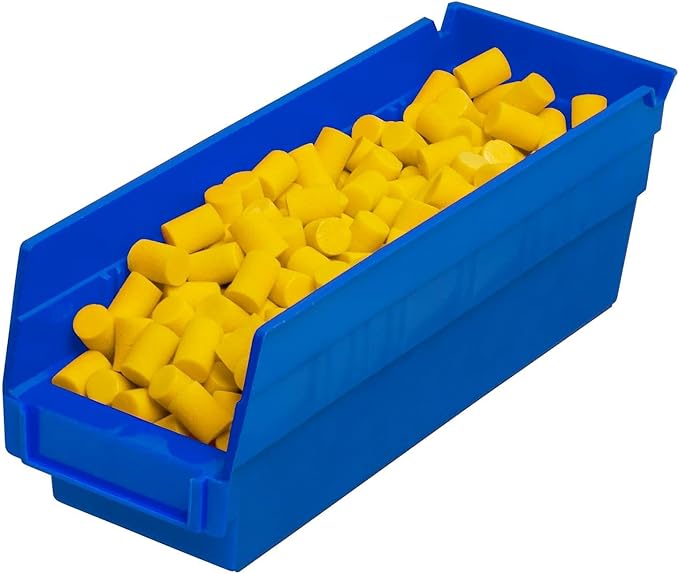 Akro-Mils 30120 Plastic Shelf Bins, Heavy Duty Storage Bins for Garage, Closet, and Drawer Organization, 12-Inch x 4-Inch x 4-Inch, Blue, 24-Pack