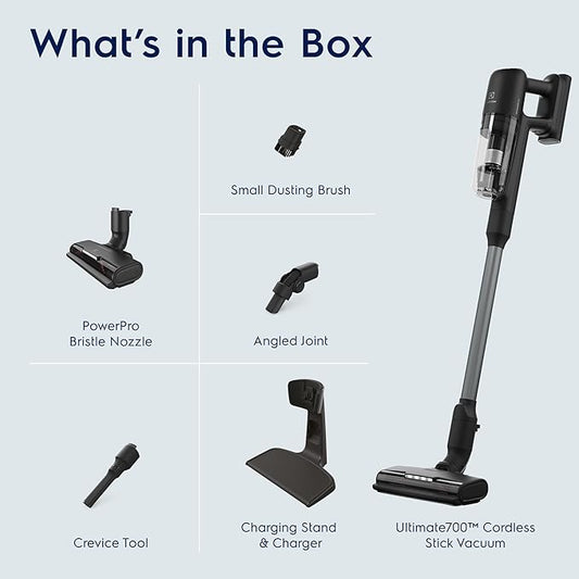 Electrolux Ultimate700 Cordless Stick Vacuum with PowerPro Bristle Nozzle and High Suction Power, 50-Minute Run Time, 4 Power Modes, Granite Gray